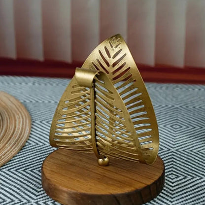 Iris Tissue Holder - Gouden Afwerking, Houten Basis 0
