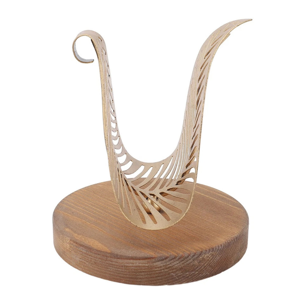 Iris Tissue Holder - Gouden Afwerking, Houten Basis 2