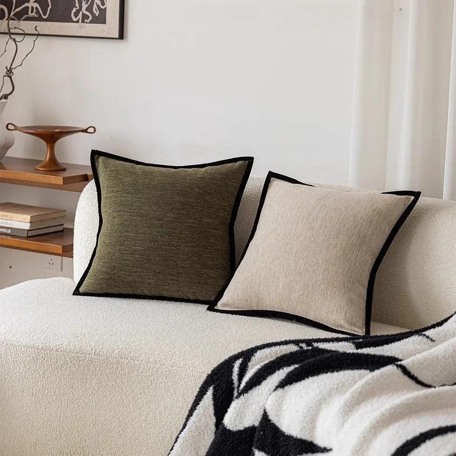 Jacquard Kussensloop Franse Retrostijl - Zwart, 45x45 cm, Katoen-Polyester Mix, Duurzaam Patroon 1