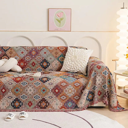 Jade Vintage Bankhoes - Duurzaam Microvezel, Boho Mozaïekpatroon 7