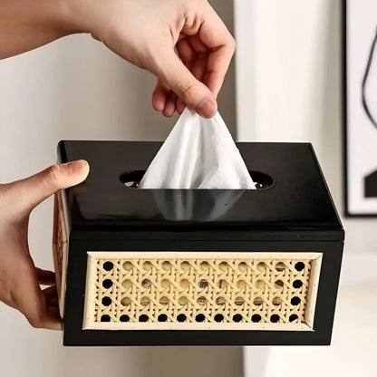 Javari Tissuebox - Rotan en Massief Hout, Minimalistisch Design 1