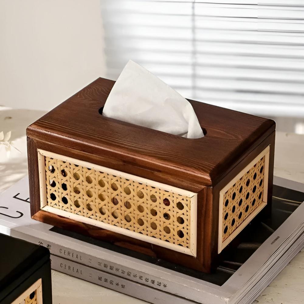 Javari Tissuebox - Rotan en Massief Hout, Minimalistisch Design 2