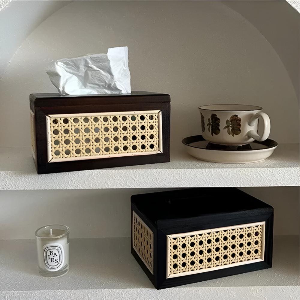 Javari Tissuebox - Rotan en Massief Hout, Minimalistisch Design 3