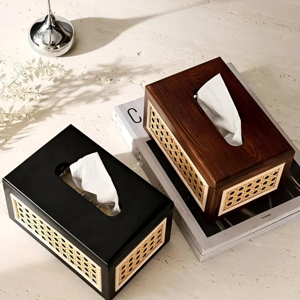 Javari Tissuebox - Rotan en Massief Hout, Minimalistisch Design 4