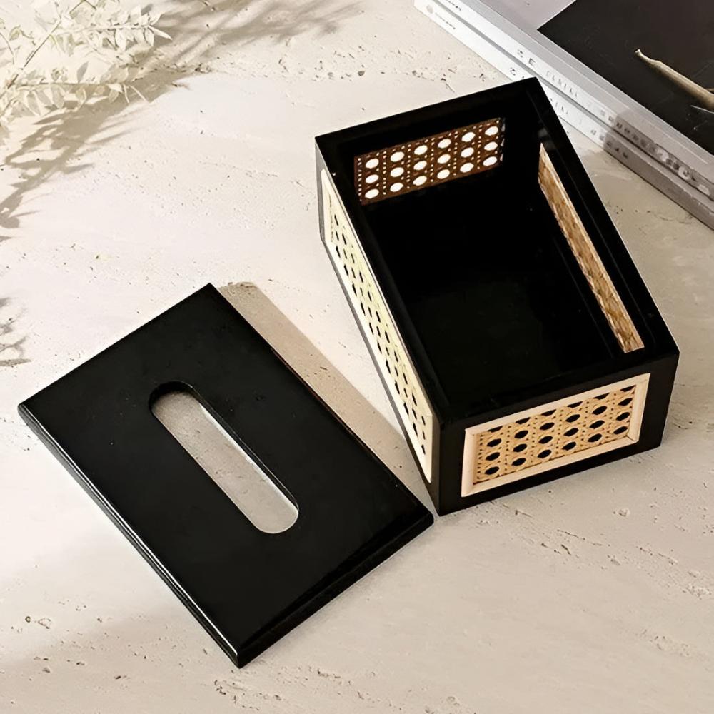 Javari Tissuebox - Rotan en Massief Hout, Minimalistisch Design 5