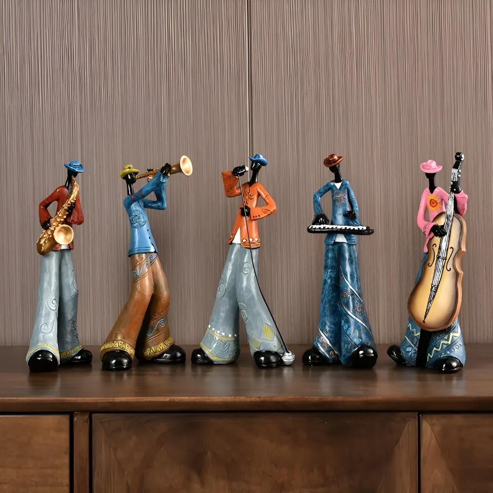 Jazzy Harsbeeldje - Abstract Muziekthema, Glanzend Decoratief Kunstwerk 5