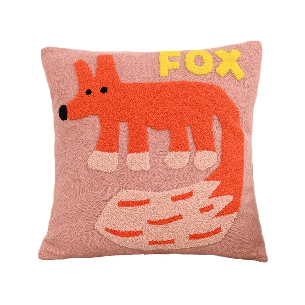 Kaleo Kussenhoes 45x45 cm - Geborduurd Dierenmotief, Scandinavisch Design 0