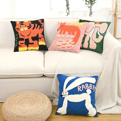 Kaleo Kussenhoes 45x45 cm - Geborduurd Dierenmotief, Scandinavisch Design 2