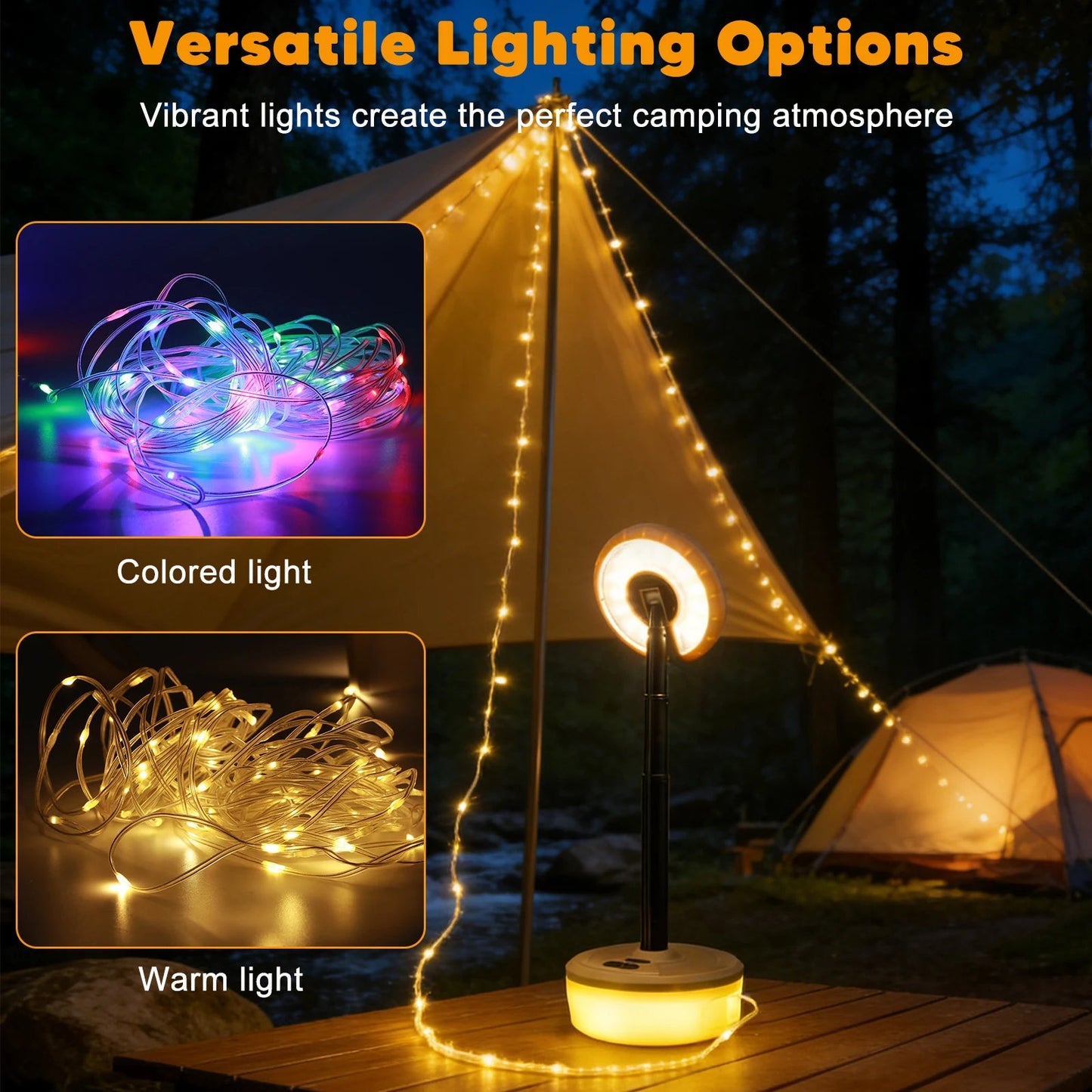 Kampio Campinglamp - Oplaadbaar USB, RGB Verlichting, Compact 3