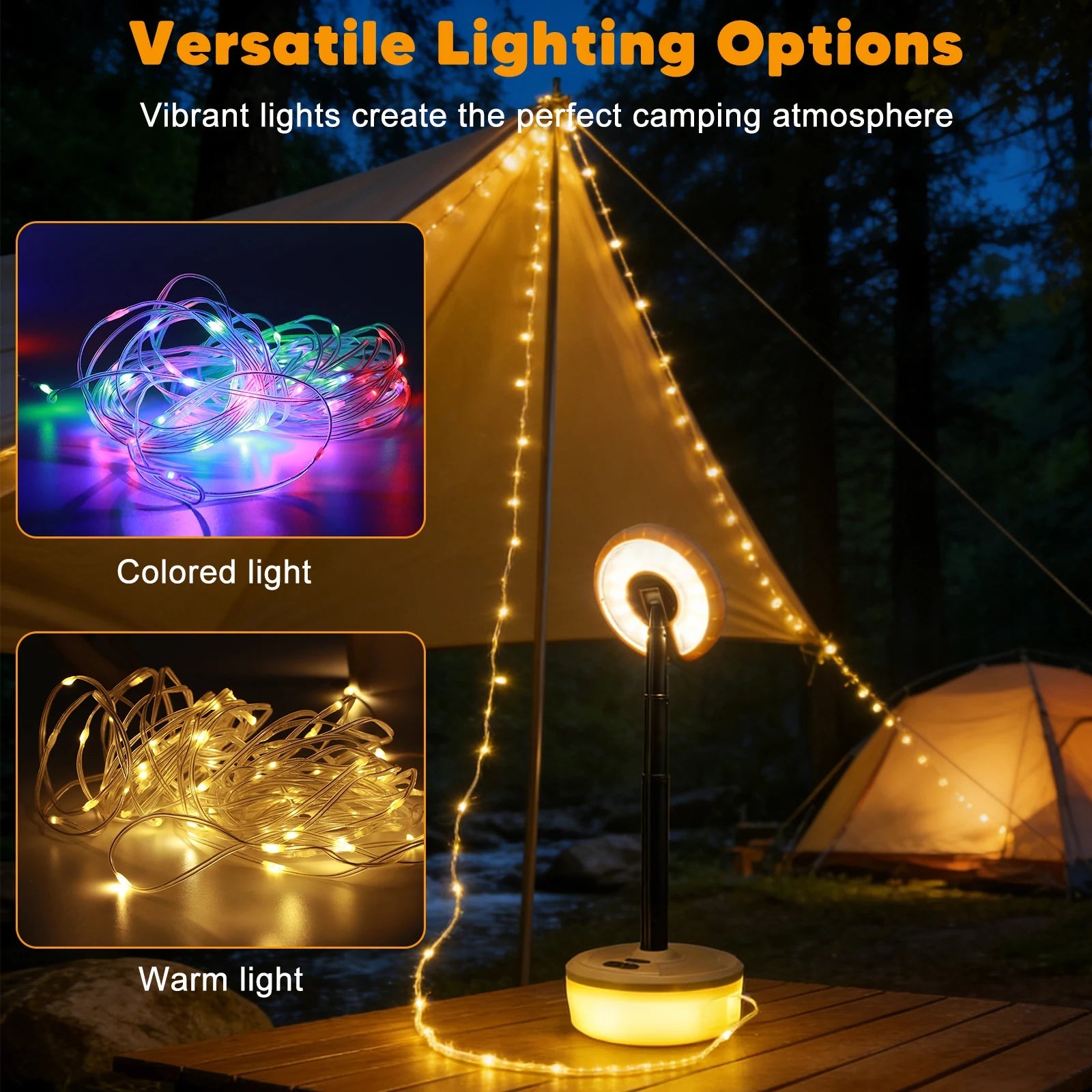 Kampio Campinglamp - Oplaadbaar USB, RGB Verlichting, Compact 3