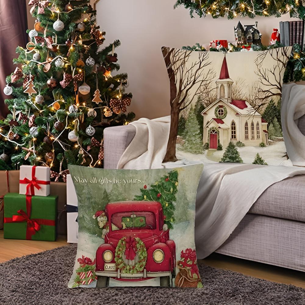 Kardia Kussenhoes 40x40 - Polyesterlinnen, Feestelijke Kerstdecoratie 2