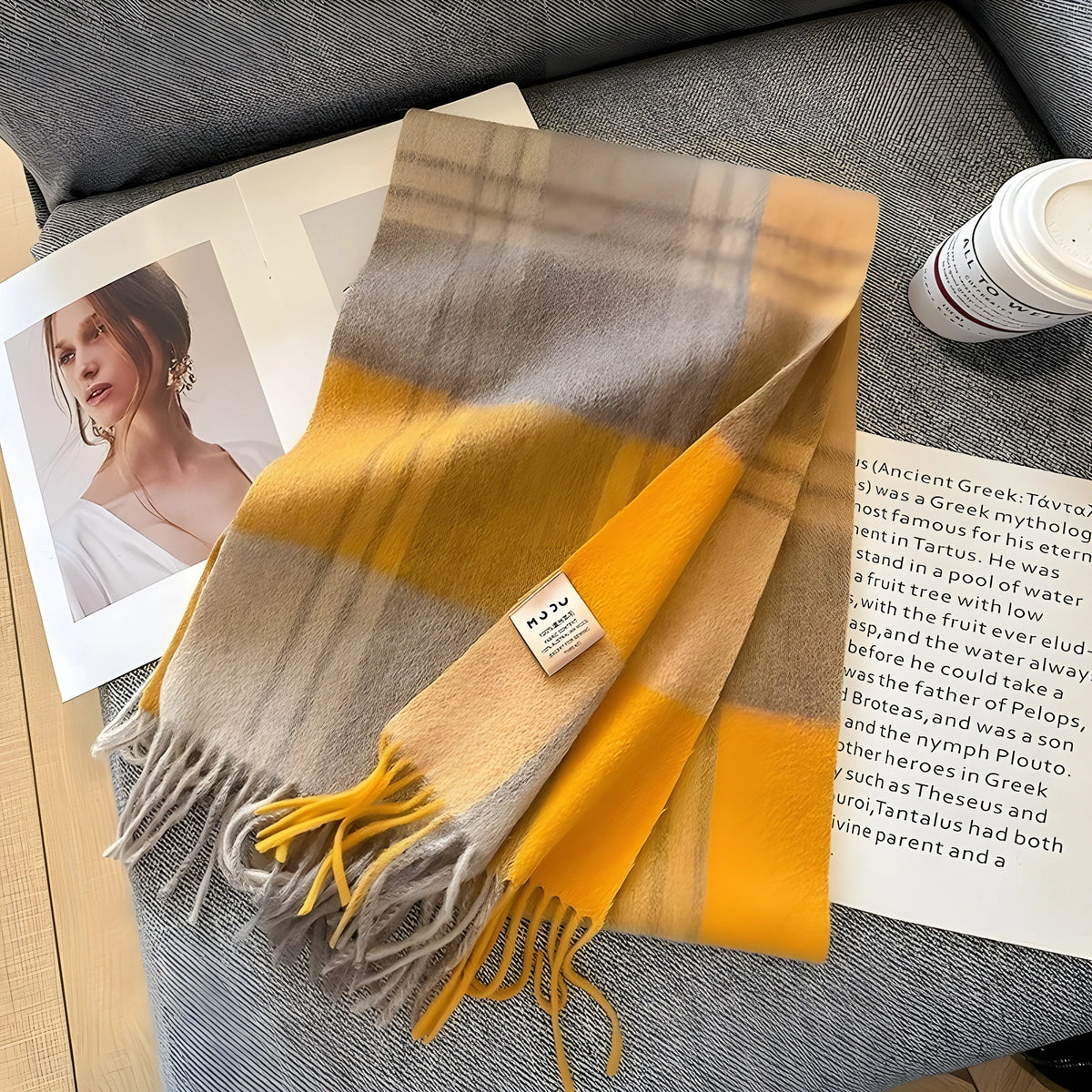 Kasjmier Wintersjaal Dames - Geruit Patroon, 200×70 cm, Zacht en Ademend Omslagdoek voor Herfst en Winter 16