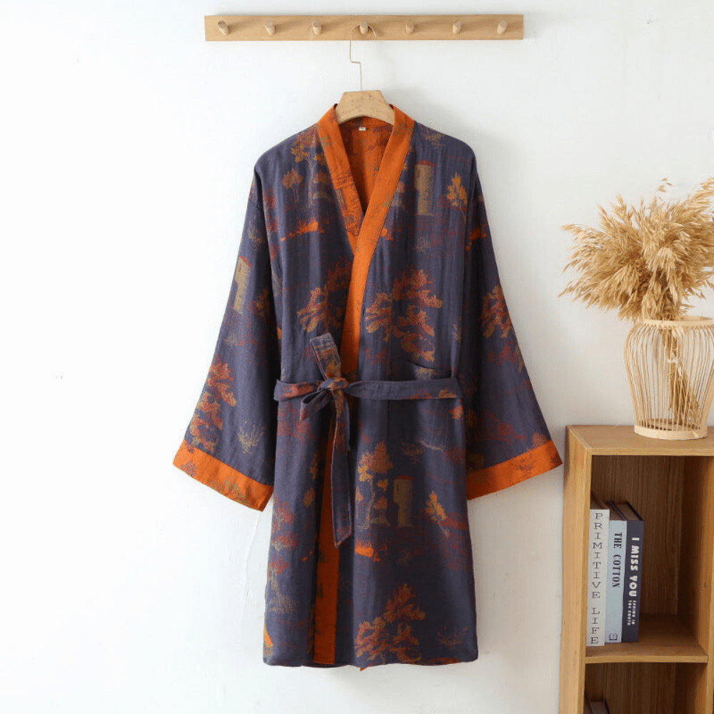 Kimo Heren Badjas - 100% Katoen, Retro Unisex 0