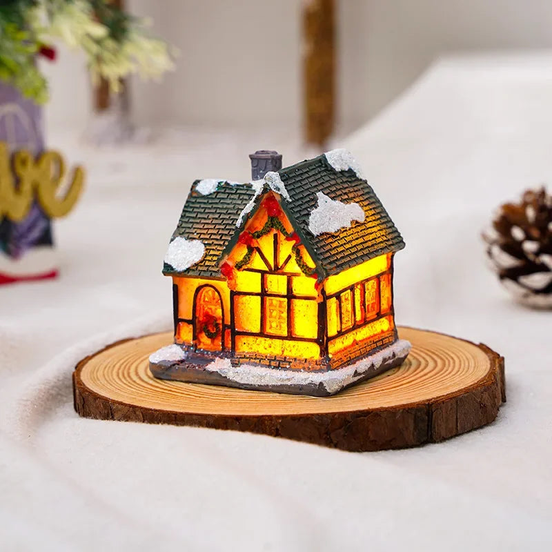 Klaren Kerstdorpdecoratieset - Handgeschilderde Miniatuurhuizen met LED Verlichting voor Kersttafeldecoratie 3