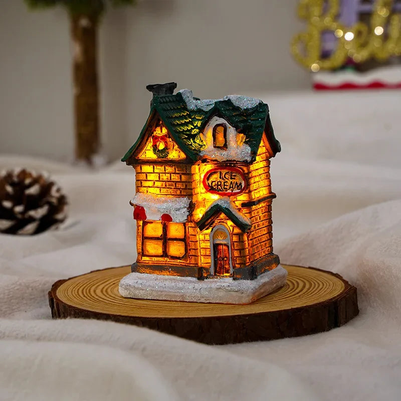Klaren Kerstdorpdecoratieset - Handgeschilderde Miniatuurhuizen met LED Verlichting voor Kersttafeldecoratie 4