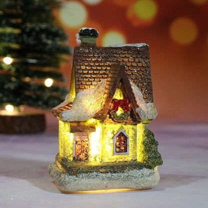 Klaren Kerstdorpdecoratieset - Handgeschilderde Miniatuurhuizen met LED Verlichting voor Kersttafeldecoratie 5