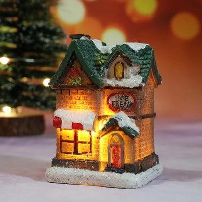 Klaren Kerstdorpdecoratieset - Handgeschilderde Miniatuurhuizen met LED Verlichting voor Kersttafeldecoratie 7