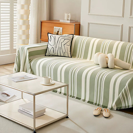 Klassiek Stripe Bankhoes - Ademend Chenille, Tijdloos Design 0