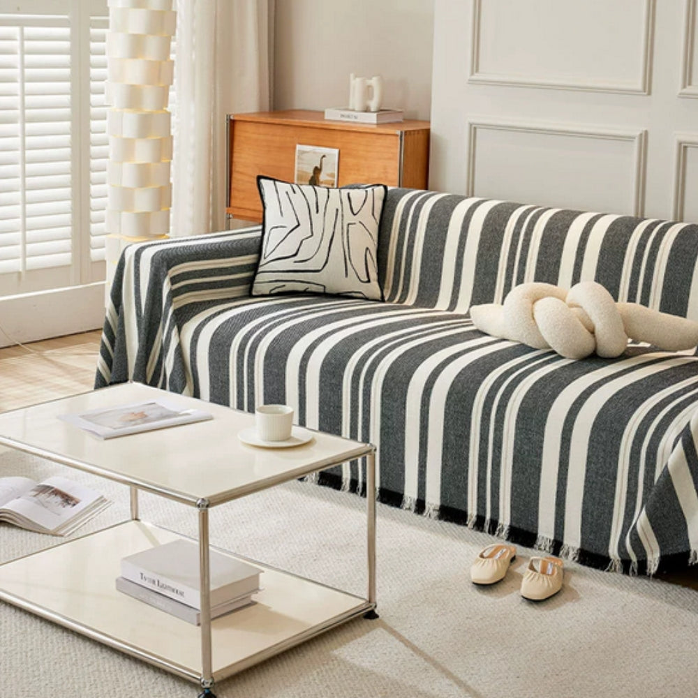 Klassiek Stripe Bankhoes - Ademend Chenille, Tijdloos Design 1