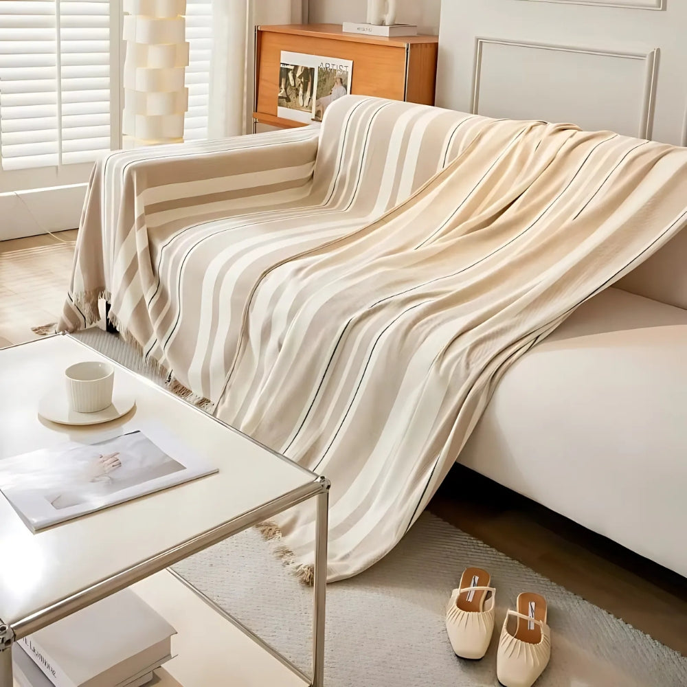 Klassiek Stripe Bankhoes - Ademend Chenille, Tijdloos Design 4