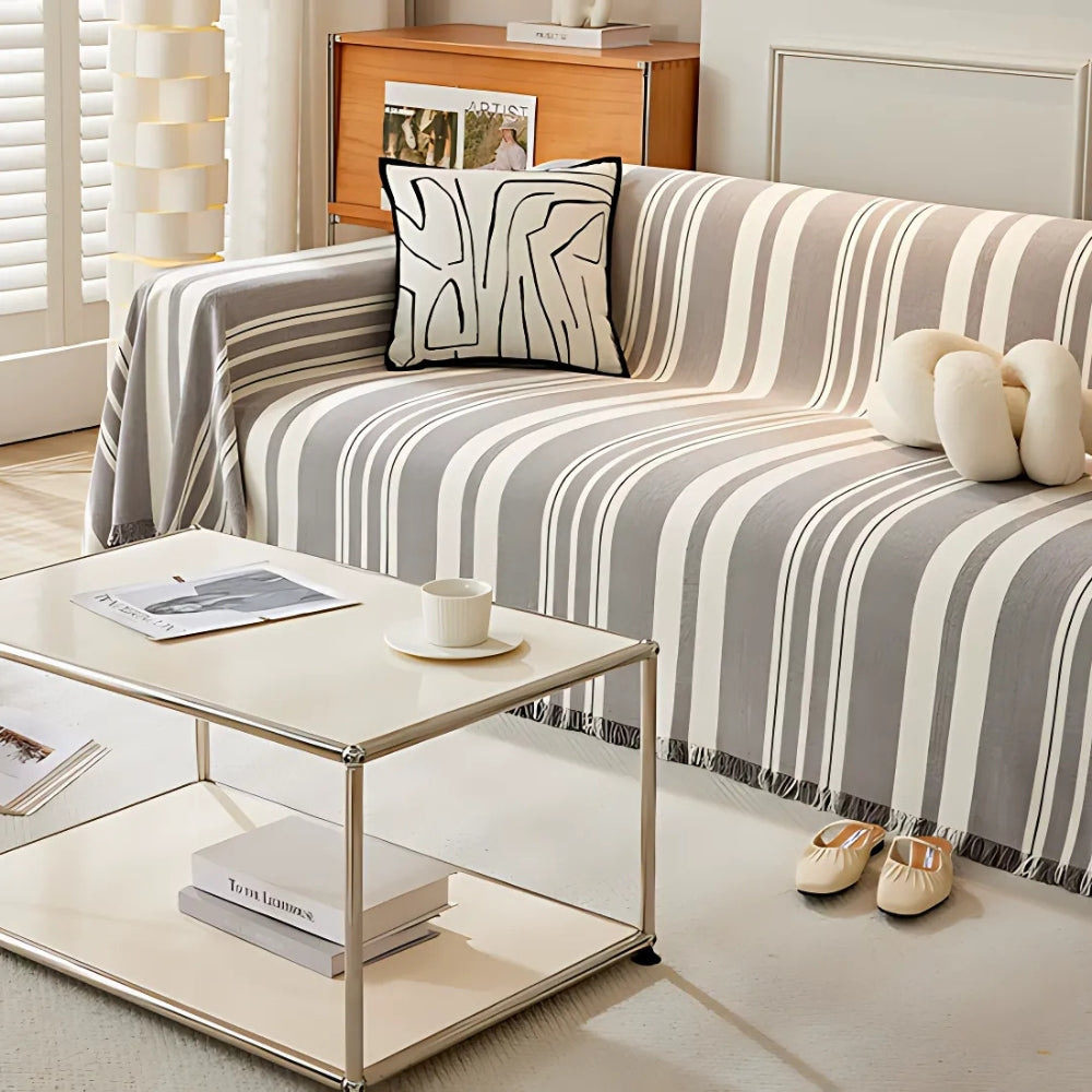 Klassiek Stripe Bankhoes - Ademend Chenille, Tijdloos Design 9