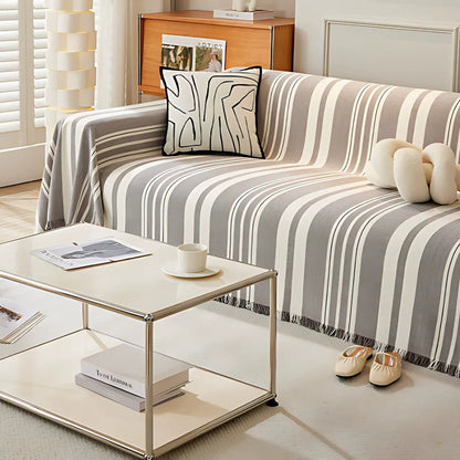 Klassiek Stripe Bankhoes - Ademend Chenille, Tijdloos Design 9
