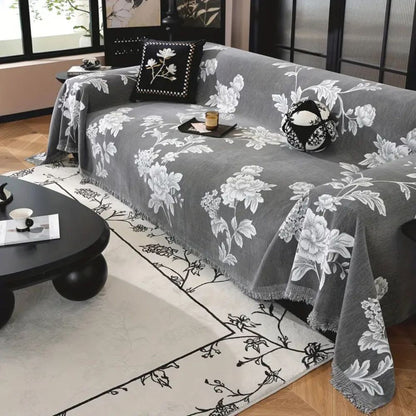 Klassieke Fleur Bankhoes - Ademend Chenille, Tijdloos Design 0