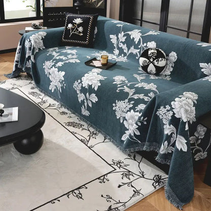 Klassieke Fleur Bankhoes - Ademend Chenille, Tijdloos Design 1