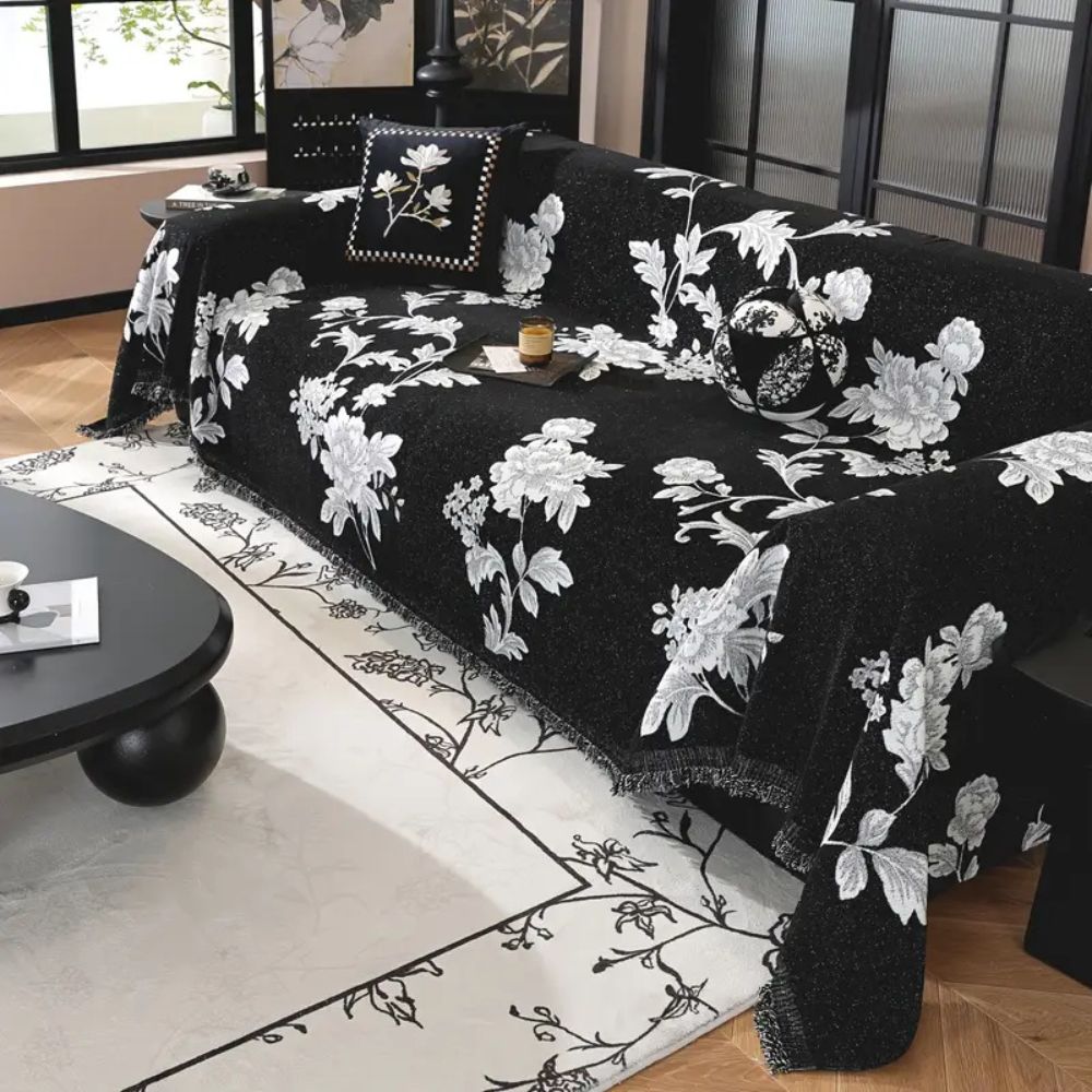 Klassieke Fleur Bankhoes - Ademend Chenille, Tijdloos Design 2
