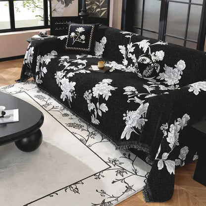 Klassieke Fleur Bankhoes - Ademend Chenille, Tijdloos Design 2