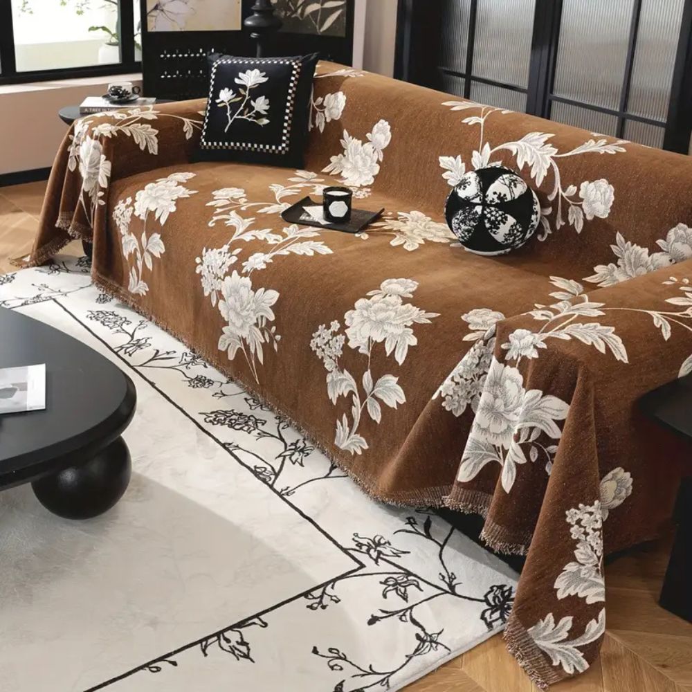 Klassieke Fleur Bankhoes - Ademend Chenille, Tijdloos Design 4