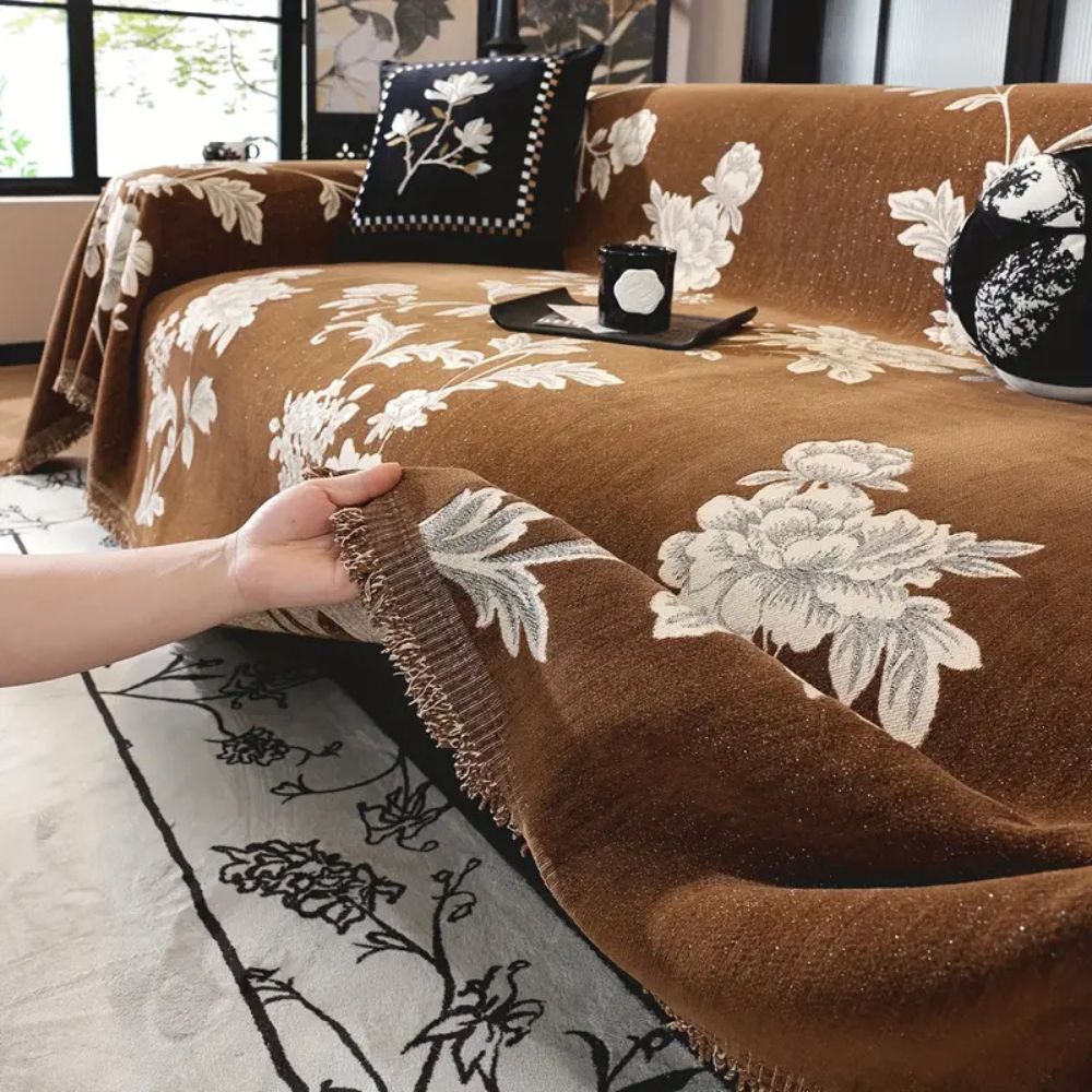 Klassieke Fleur Bankhoes - Ademend Chenille, Tijdloos Design 7