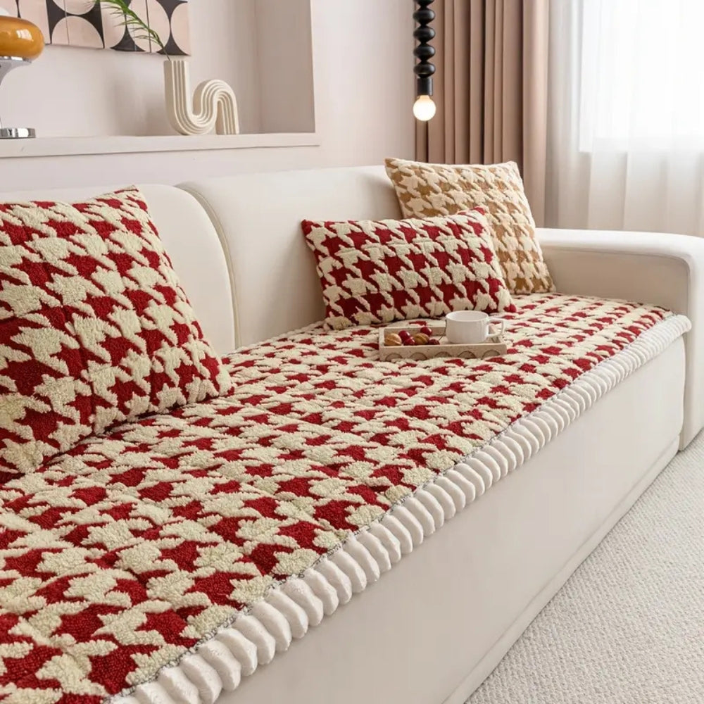 Kleura Bankhoes - Pluche Houndstooth, Antislip 8