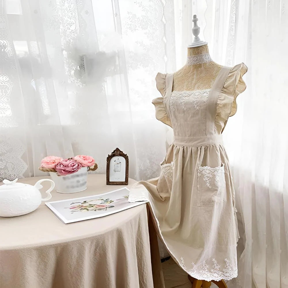 Kookschort Blush Belle Katoen Ruches - Comfortabel, Functioneel, Volledige Bedekking met Zakken 3