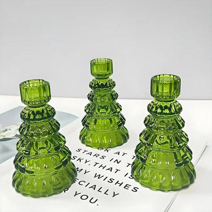 Kora Glass Candle Holder Set - Elegant Glas, Kerstboomvorm, 3-delig 7