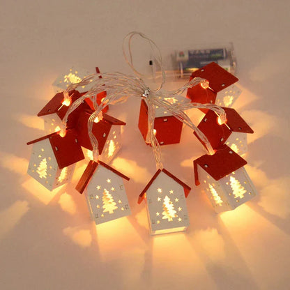 Kora Houten Kerstdecoratie - Warmwitte LED, Batterijgevoed Huisje 0