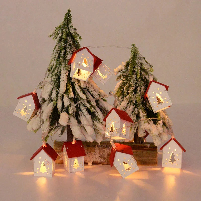 Kora Houten Kerstdecoratie - Warmwitte LED, Batterijgevoed Huisje 3