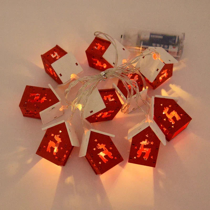 Kora Houten Kerstdecoratie - Warmwitte LED, Batterijgevoed Huisje 6