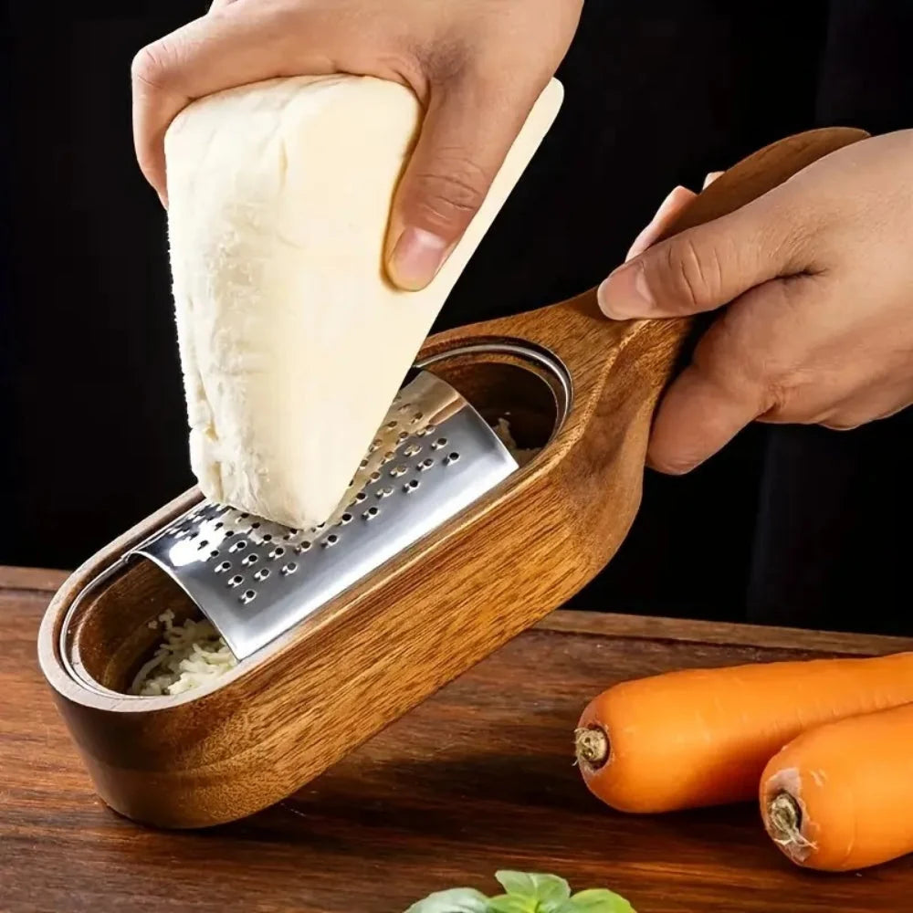 Kora Kaasrasp - Roestvrij Staal met Houten Handvat, Ergonomisch Ontwerp 0