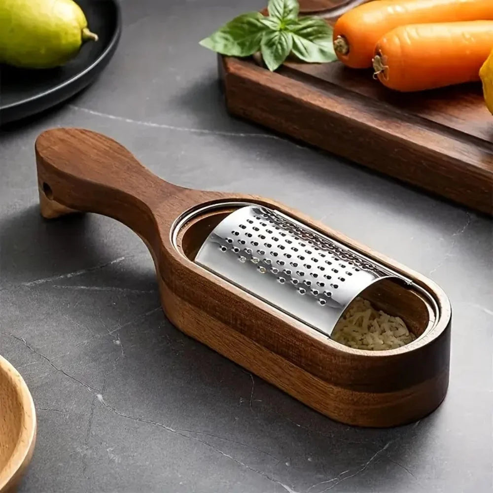 Kora Kaasrasp - Roestvrij Staal met Houten Handvat, Ergonomisch Ontwerp 1