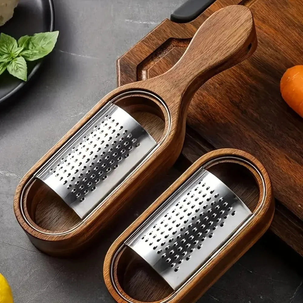 Kora Kaasrasp - Roestvrij Staal met Houten Handvat, Ergonomisch Ontwerp 3