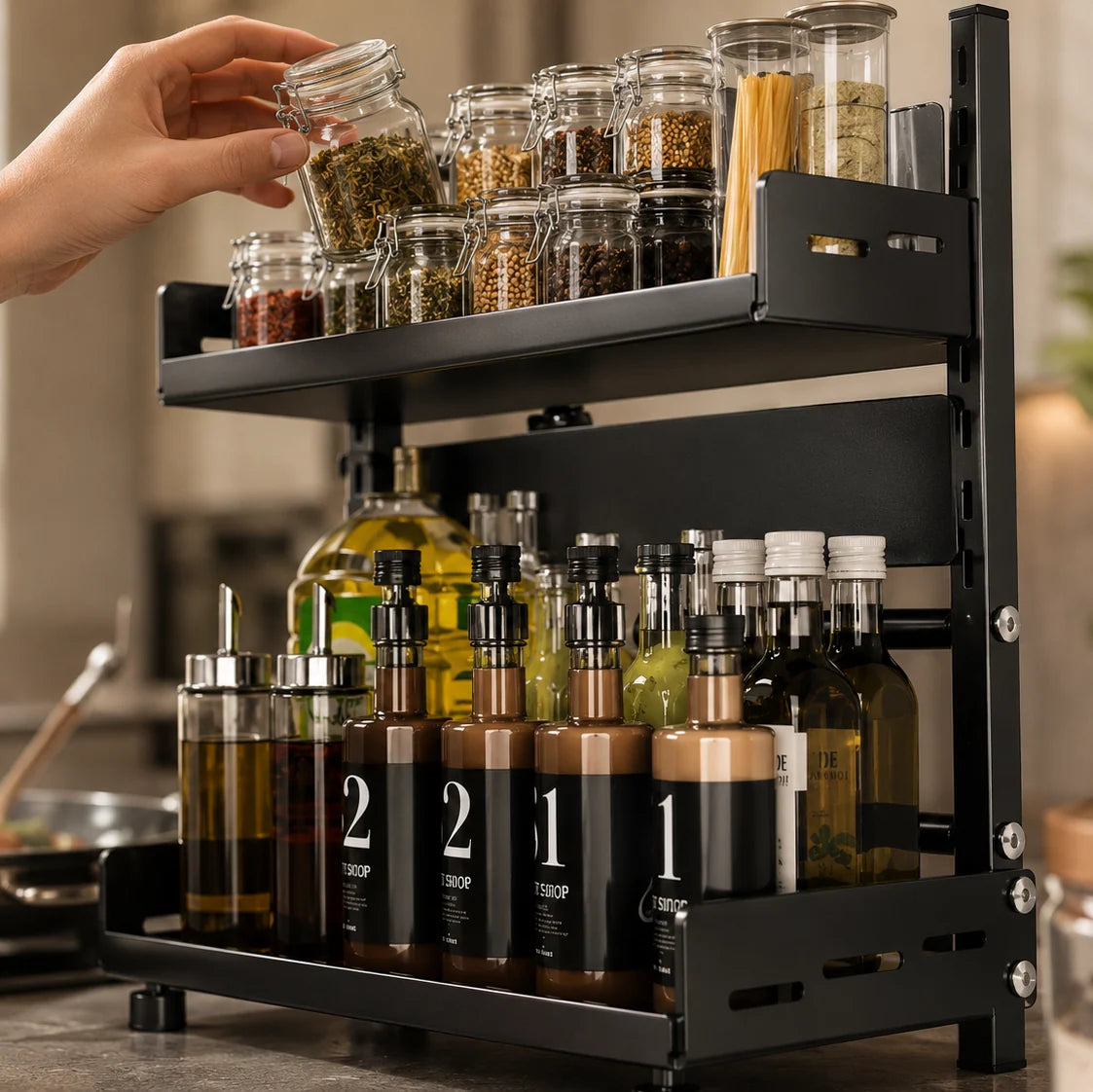 Kora Kruidenrek - Compact Zwart, 2 Lagen voor Kruidenpotjes 1