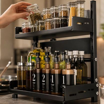 Kora Kruidenrek - Compact Zwart, 2 Lagen voor Kruidenpotjes 1