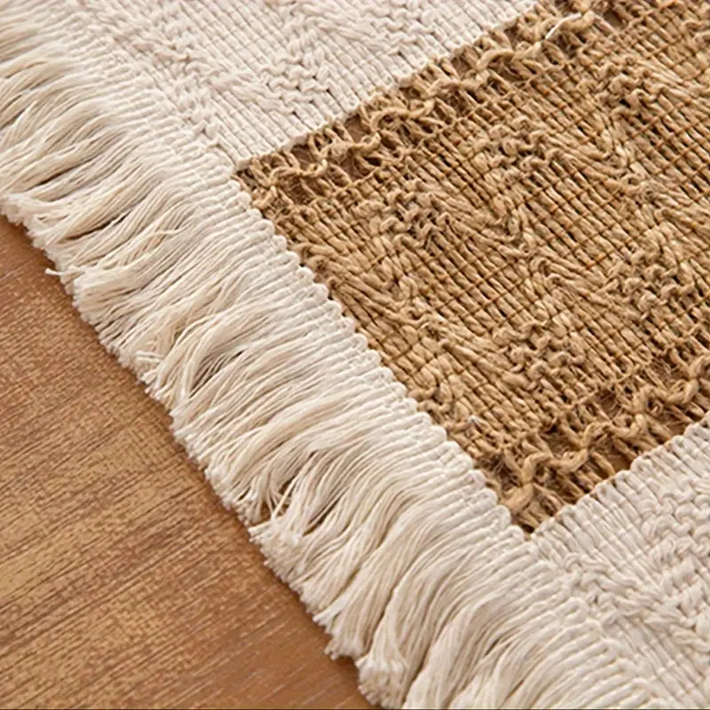 Kora Placemats Set - Katoen en Jute, Warmtebestendig Geweven 3