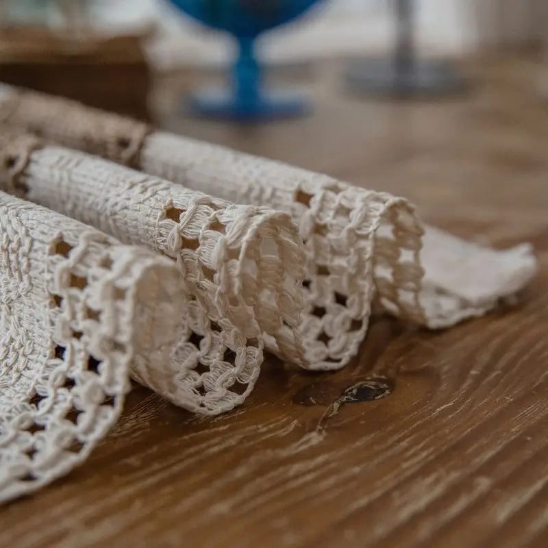 Kora Placemats Set - Katoen en Jute, Warmtebestendig Geweven 4