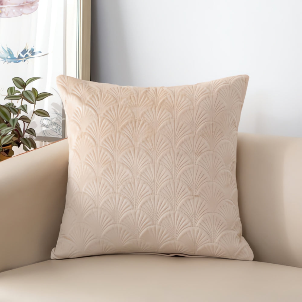 Koraal Kussenhoes - Zacht Fluweel, Schelpdesign voor Kussens Bank 45x45 2