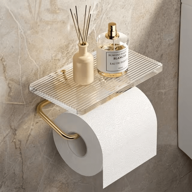 Korin Inbouw WC Rolhouder - Metaal met Geïntegreerde Plank, Goud en Zilver 0