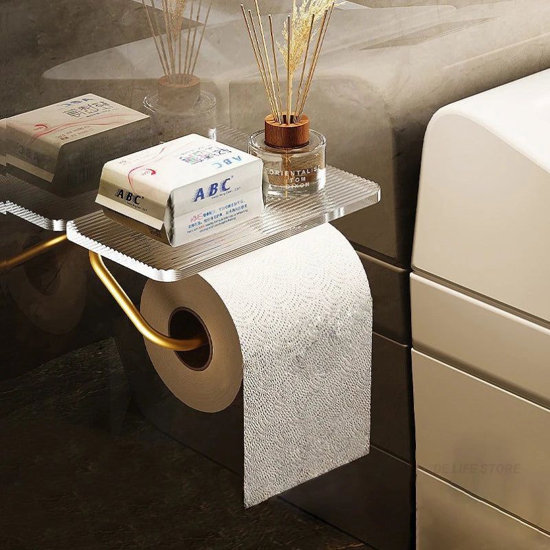 Korin Inbouw WC Rolhouder - Metaal met Geïntegreerde Plank, Goud en Zilver 1