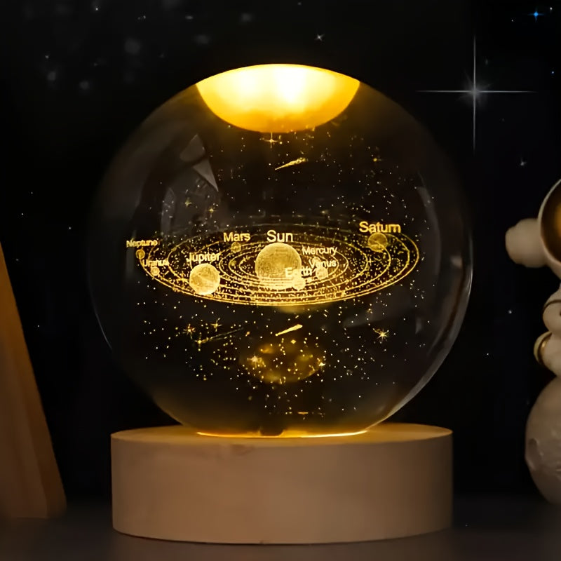 Krios Kristallen Bol - 3D Zonnestelsel met LED Verlichting, Woondecoratie Accessoires 1
