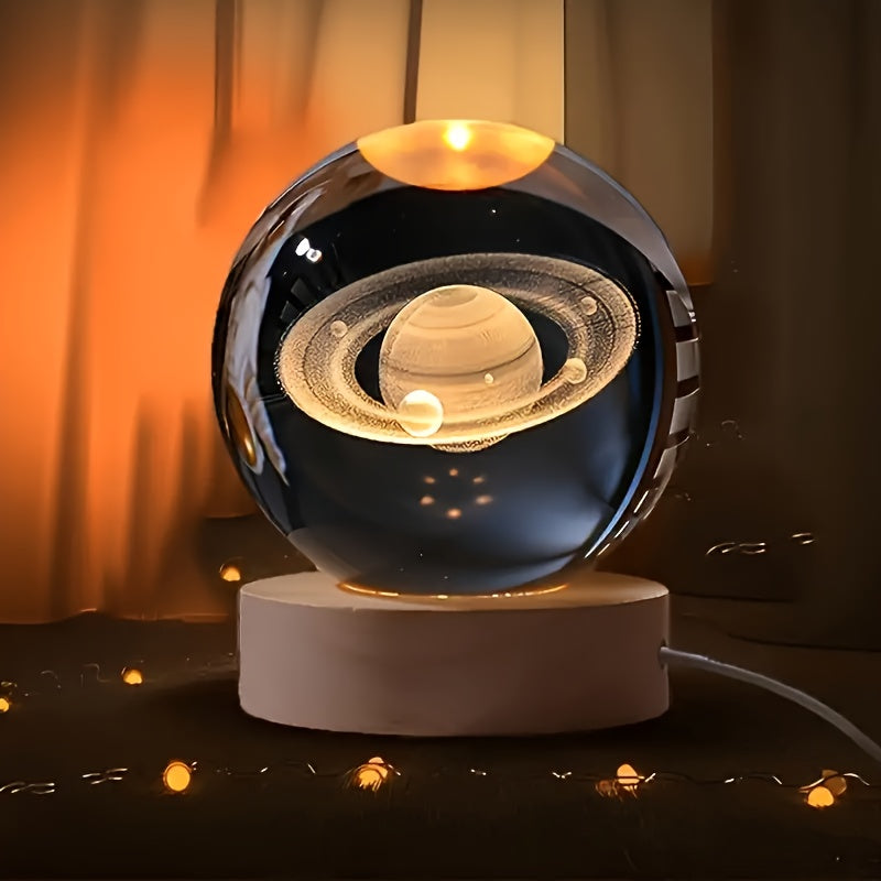 Krios Kristallen Bol - 3D Zonnestelsel met LED Verlichting, Woondecoratie Accessoires 3